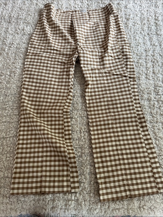 Anthropologie Pants - Anthropologie Maeve Margot Kick Flare Brown and Cream Gingham Cropped Pants